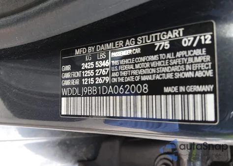 2013 Mercedes-Benz Cls 550 4Matic z USA, uszkodzony, nr VIN WDDLJ9BB1DA062008